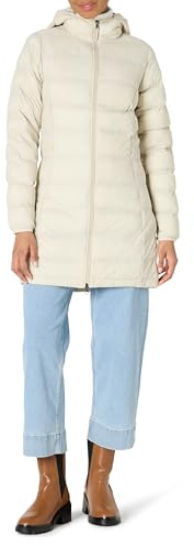 Amazon Essentials Women's Lightweight Water-Resistant Packable Hooded Puffer Jacket (Available in Plus Size), Stone, L