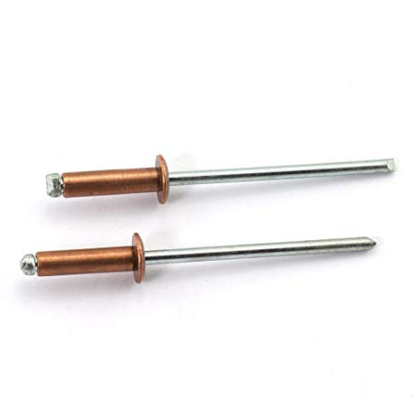 HJ Garden 60pcs 1/8 x 1/2 Inch (3.2x12mm) Red Copper Blind Rivet Self-Plugging Open End Dome Head Decorating Fastener Nails Pop Rivets Core Pulling Rivets Grip Pange 5/16-3/8 Inch (7.9-9.5mm)
