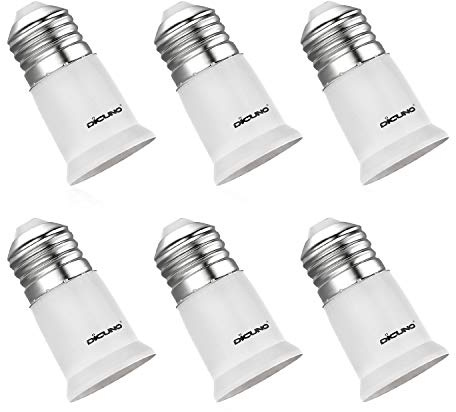 DiCUNO E27 a E27 Adattatore di base Estensione 3 CM, Prolunga per presa lampada standard, Estensione della lampadina, Adattatore per portalampada, Pacchetto di 6