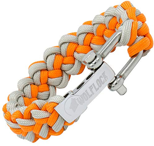 Wolflock Premium Paracord pulsera para hombres – trenzado a mano con cierre de acero inoxidable, 24 centimeters, Nailon