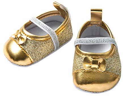 Heless 7471 - Glitzerballerinas für Puppen, gold, Größe 30 - 34 cm