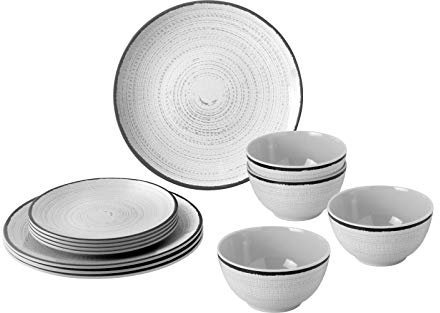 BRUNNER Campinggeschirr Set (12-teilig) für 4 Personen - Midday Tivoli - aus hochwertigem Melamin, rutschfest und strapazierfähig