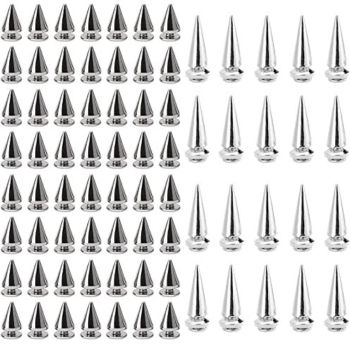 140pcs Spikes Nieten Killernieten Nieten Spitz DIY Handwerk Punk Nieten Schraubnieten Spitz Metall Punk Ziernieten Gothic Metall Spikes für Clothes Taschen Halskette Schuhe Lederhandwerkr (Silber)
