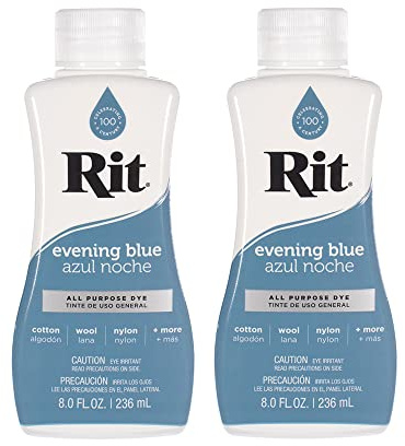 Rit Dye Multi-Purpose Liquid 8 OZ. | Great for Clothing, Accessories, Décor, and Much More | 2-Pack, Evening Blue