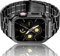 Amznew Bracelet Apple Watch en acier inoxydable avec étui Compatible avec Apple Watch Ultra 6/5/4/SE(44mm), Bracelets iWatch en métal pour hommes, Noir