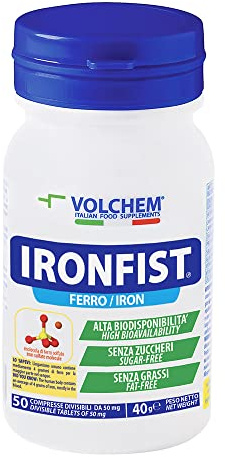 Volchem Ironfist, Integratore Alimentare a Base di Ferro, 50 Compresse da 50 mg