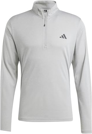 adidas Hombre Train Essentials Training 1/4-Zip Long Sleeve tee, Medium Grey Heather, M