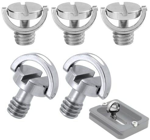 GZNB 4 Pezzi Vite 1/4 Pollice Fotocamera,D-Ring 1/4 Pollici Vite di Montaggio,Acciaio Inossidabile Treppiede Vite,per Fotocamera Treppiede,Piastra a Sgancio Rapido