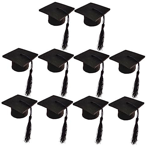 OUNONA 20pièces Mini Chapeaux De Graduation Lot de Couvre-Bouteilles avec Frange Décorations Idéales pour Fête De Diplôme Et Réceptions