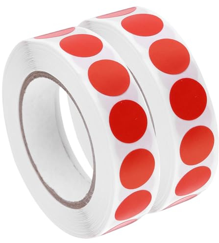 QUARKZMAN Etichette Adesive per Controllo Qualità Inventario 13mm/0,5 Rosse per Magazzino, 2 Rotoli 2000 Pezzi