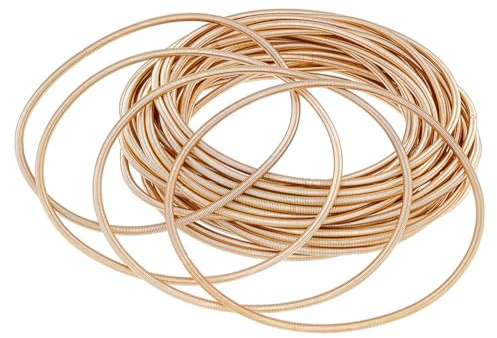 Beebeecraft 1 caja de 30 pulseras de Hilo de Acero A Granel de Calibre 12 de Metal Dorado Simples Apilables con Resorte de Memoria En Espiral para Hacer Joyas Bordar Manualidades Y Decoración