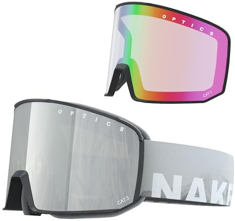 NAKED Optics The SOLAR - Gafas de esquí para hombre, gafas de esquí para mujer, gafas de snowboard, gafas de esquí con lentes intercambiables, gafas de esquí con cristales intercambiables (Solar Cliff