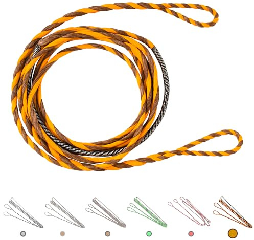Deerseeker Flämische D97 Bogensehne, handgefertigt, gedrehte Bogensehne, 16 Stränge, 137,2–177,8 cm, schneller Flug für traditionellen Langbogen-Recurvebogen, Ersatzzubehör für Bogenschießen, Braun +