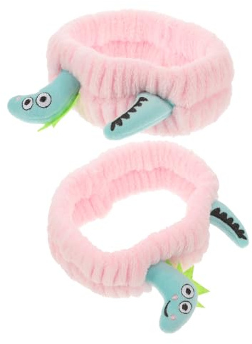VICASKY 2pièces Bandeau Maquillage à Motifs Dinosaures Doux et Élastique pour Visage Cheveux Accessoire pour Fille et Femme