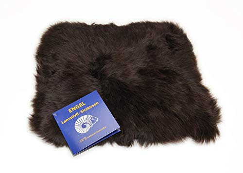 Reissner Lammfelle | DIANA-40-MOC aus | Sitzauflage | Echtes Schaffell | hochwollig | Seiten eingefasst | Rückseite mit Stoff abgefüttert | quadratisch | 40x40cm Mocca