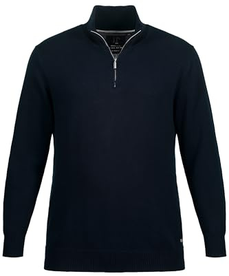 JP 1880 Hasta la Talla 7XL, Troyer de Punto, Jersey con Cuello alzado, Cremallera, puños de canalé, algodón Puro Marina Oscuro 3XL 716842730-3XL