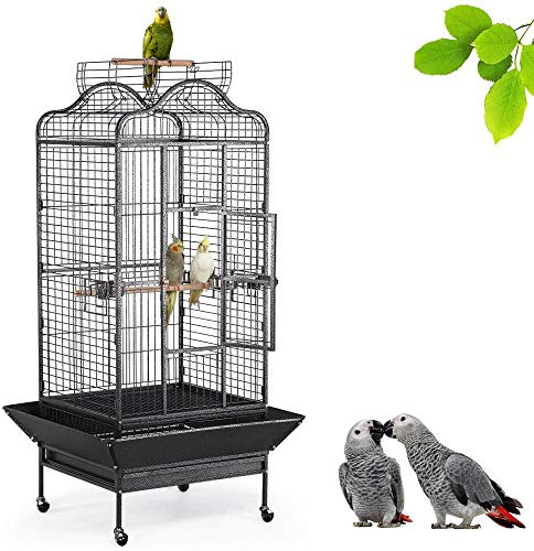 Yaheetech Jaula para Pájaros Jaula Grande con Ruedas Jaula Grande Metal 81 x 77 x 160 cm