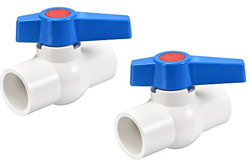 sourcing map Válvula de bola, 1 pulgada de PVC deslizante válvula de extremo para la configuración del acuario, bomba de sumidero, piscina, rociador de jardín, color blanco y azul