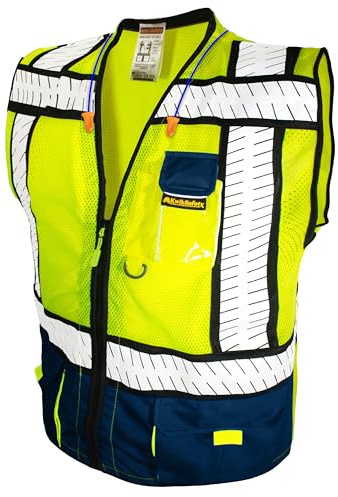 KwikSafety - Charlotte, NC - SHERIFF Safety Vest [Multi-Use Pockets] Class 2 ANSI OSHA High Visibility Vis Reflective Heavy Duty Solid Mesh Zipper HiVis Construction Surveyor Work Men/Blue 3XL