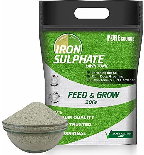 Premium Iron Sulphate Pure Lawn Tonic Food Ferrous Sulphate of Iron Lawn Hardener Conditioner and Turf Hardener Dry Powder easily soluble in Water, Fertiliser - 500g
