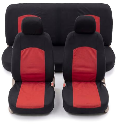 Auto Accessori Lupex Fundas universales para asientos de coche, modelo Soft Rojo | Kit de fundas delanteras y traseras | Fundas para asientos utilitarios medianas pequeñas | No suv