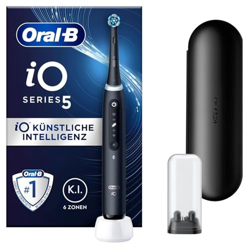 Oral-B iO 5N Spazzolino Da Denti Elettrico Nero Connesso Bluetooth, 1 Spazzola, 1 Custodia Da Viaggio