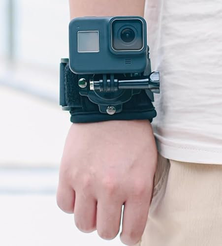 Lupholue Support de dragonne pour caméra de Sport rotative à 360 degrés Compatible with GoPro Hero 12 11 10 9 8 7 6 Session, APEMAN, Xiaomi Yi, SJCAM, DJI Osmo Action 3, Insta 360