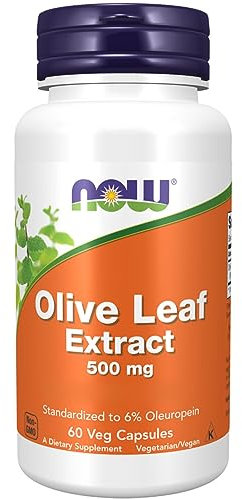 Now Foods, Olive Leaf Extract (Olivenblatt Extrakt), 500mg, 60 vegane Kapseln, Laborgeprüft, Sojafrei, Glutenfrei, Vegetarisch, Ohne Gentechnik