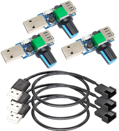 Gebildet 3-Pin/4-Pin PWM USB Fan Power Adapter Cable With Speed Control Knob and ON/OFF Switch