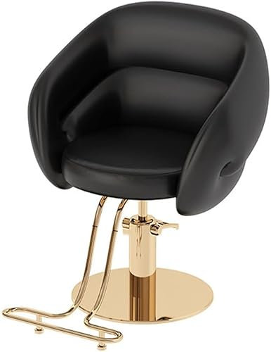 Frisörstol 360° vridbar frisörsalongsstol Hydraulpump PU-läder Frisörsalongstol med pedalchassi, salongsmöbler, guld, C