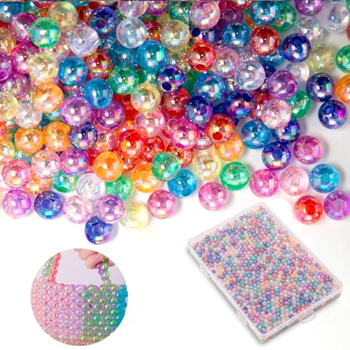 Bofanze 2000 Pezzi 6mm Perle di Vetro Rotonde Perline di Plastica Multicolore Perlines Acriliche Rotonde Kit Perline Decorative Perlines Colorate con Custodia in Plastica per Creazione di Gioielli