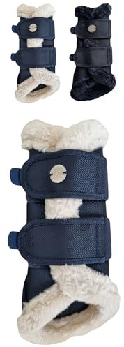 Marengos - Dressurgamaschen 1680D Comfort Light – Pferdegamaschen mit weichem Kunstfell, Klettverschlüssen & atmungsaktivem Mesh – Gamaschen für Pferde in Nachtblau – Größe M