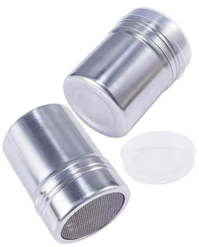 2PCS Flour & Icing Sugar Shaker, Flour Shaker,Icing Sugar Shaker,Multi-Use Powder Duster for Sugar, Coffee, Cocoa & Chocolate – Practical Kitchen Tool for Baking & Cooking