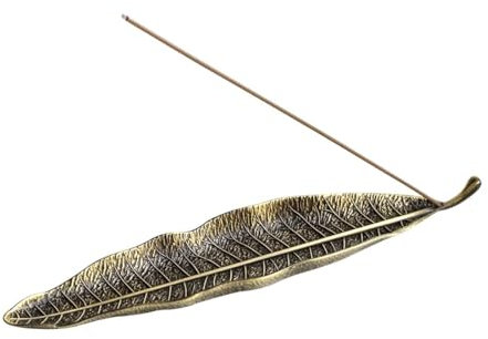 SGERUFZ 1 pezzo porta incenso metallo foglie, bruciatore ash catcher, adatto per cenere, ideale per arredamento interni, meditazione, yoga (Bronzo)