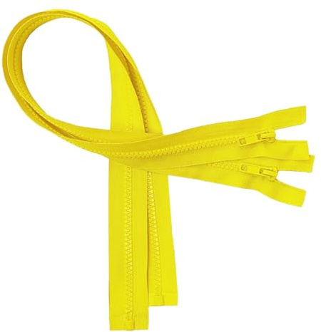 KGS Cerniere divisibili, chiusura lampo da 5 mm, in plastica per giacche, 2 pezzi per confezione (giallo brillante, 60 cm)