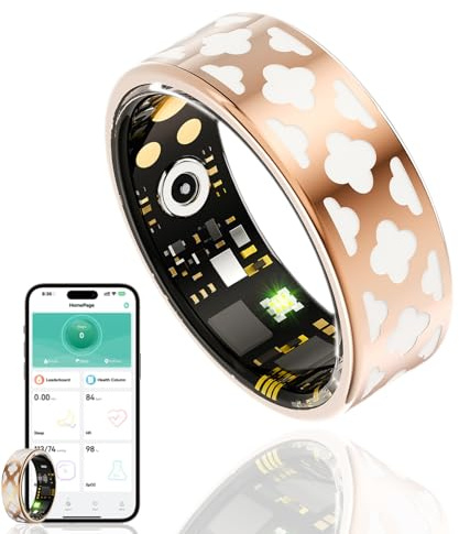 HPLSZCN Anillo Inteligente Hombre y Mujer con Cargador, podómetro multideportivo, frecuencia cardíaca, SpO2, sueño, Resistente al Agua IP68, Compatible con Android e iOS Esmalte (9)