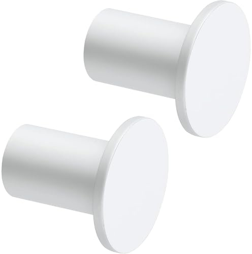 SAYAYO Crochet Mural Patere Salle de Bain, Robuste Crochet à Visser Muraux en Acier Inoxydable, Patère Murale Surdimensionné Ronde 45mm, Porte Manteau Mural, 2 Pcs Blanc