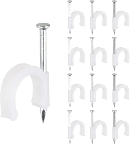 PATIKIL Halvklämma J-krok med spik 20 mm, 210 st Pex rörfixtur kabelklämma tråd väggstödhållare för slangar CPVC kopparrör fixeringsanslutning, vit, 45 mm lång spik