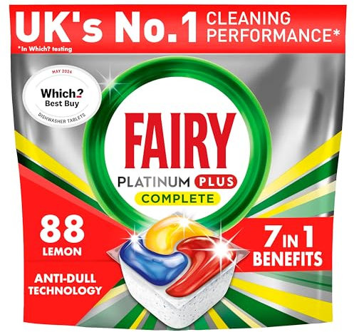 Fairy Platinum Detersivo Pastiglie Lavastoviglie Plus, Brillantante, 88 Capsule, Limone, Tecnologia Anti-Opaco, Contro Il Grasso e le Incrostazioni Ostinate Anche Nei Cicli Brevi