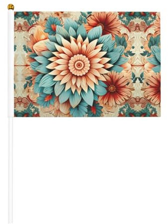 Dahlia Drapeau à main double face – 14 x 20,8 cm – Accessoires pour fête, événement sportif