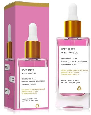 After Shave Oil - Strawberry,Truly After Shave Oil,Aceite Para Shave Oils Para Hombres y Mujeres,Soft Serve Aftershave - Fresa,Nutre y Calma Después Del Afeitado