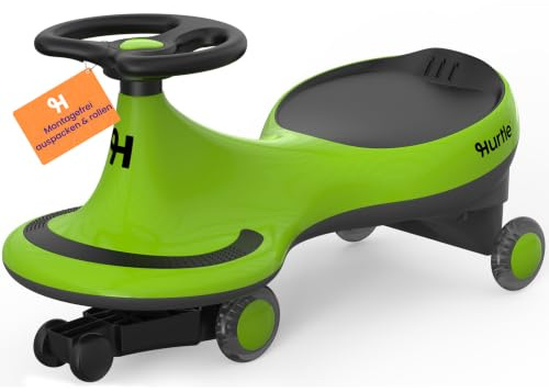 Hurtle Swing Ride On Car, Wiggle Car Toy for Kids, No Pedals, Batteries or Gears, Safe Toddler Ride On Toy with Twist & Go Motion, for Indoor & Outdoor Use, Suitable for Kids Above 2 Years, Green