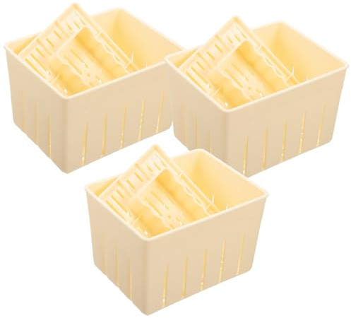 ULTECHNOVO Pressa per Tofu e Formaggio in Plastica 3 Pezzi Coperchio 140X105X95 MM per Preparazione Casalinga