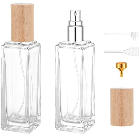 Segbeauty Porta Profumo da Viaggio, 2 Pezzi 30ml Boccette Profumi Vuoti, Ricaricabile Vaporizzatore Vetro, Portatile, per Party, Regali, Data (Trasparente)