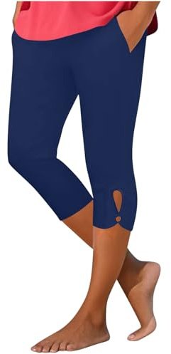 Legging Femmes 3/4 Taille Haute Élastique Opaque Grande Taille Short de Sport Capri Opaque Legging pour Salle Yoga Court en Tissu Pantalon d'Été Activewear Trois-Quarts