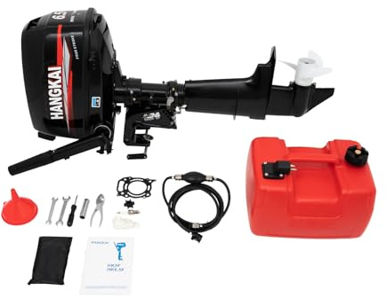 SICHENSH HANGKAI Moteur hors-bord à essence 6,5 CV 4 temps Heavy Duty bateau pneumatique refroidissement à eau avec allumage CDI Moteur de bateau hors-bord 123 CC pour bateaux de pêche, bateaux