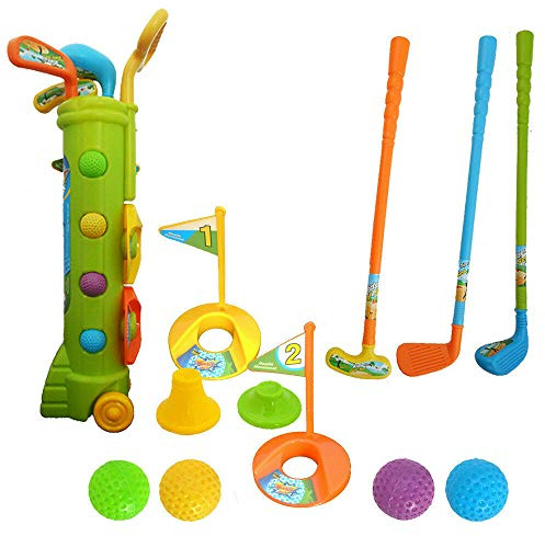 SDMAX Kids Plastic Golf Toy Set With Clubs Flags Holes Holdall