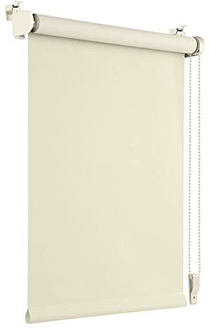 OBdeco Verdunkelungsrollo Thermorollo 95x160cm (Stoffbreite 91 cm) Creme ohne Bohren mit gleichfarbige Beschichtung Oeko-TEX Standard 100 Sichtschutz Sonnenschutz für Fenster & Tür
