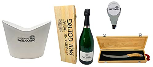 Luxury Set -PAUL GOERG- Magnum Blanc de Blancs in cassa di legno + Sciabola + Secchiello Ghiaccio + Tappo
