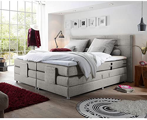 Boxspringbett Hotelbett Doppelbett in Elephant grau, Komfort Topper, 180x200 cm, H2, elektrisch verstellbar, Taschenfederkern-Matratze